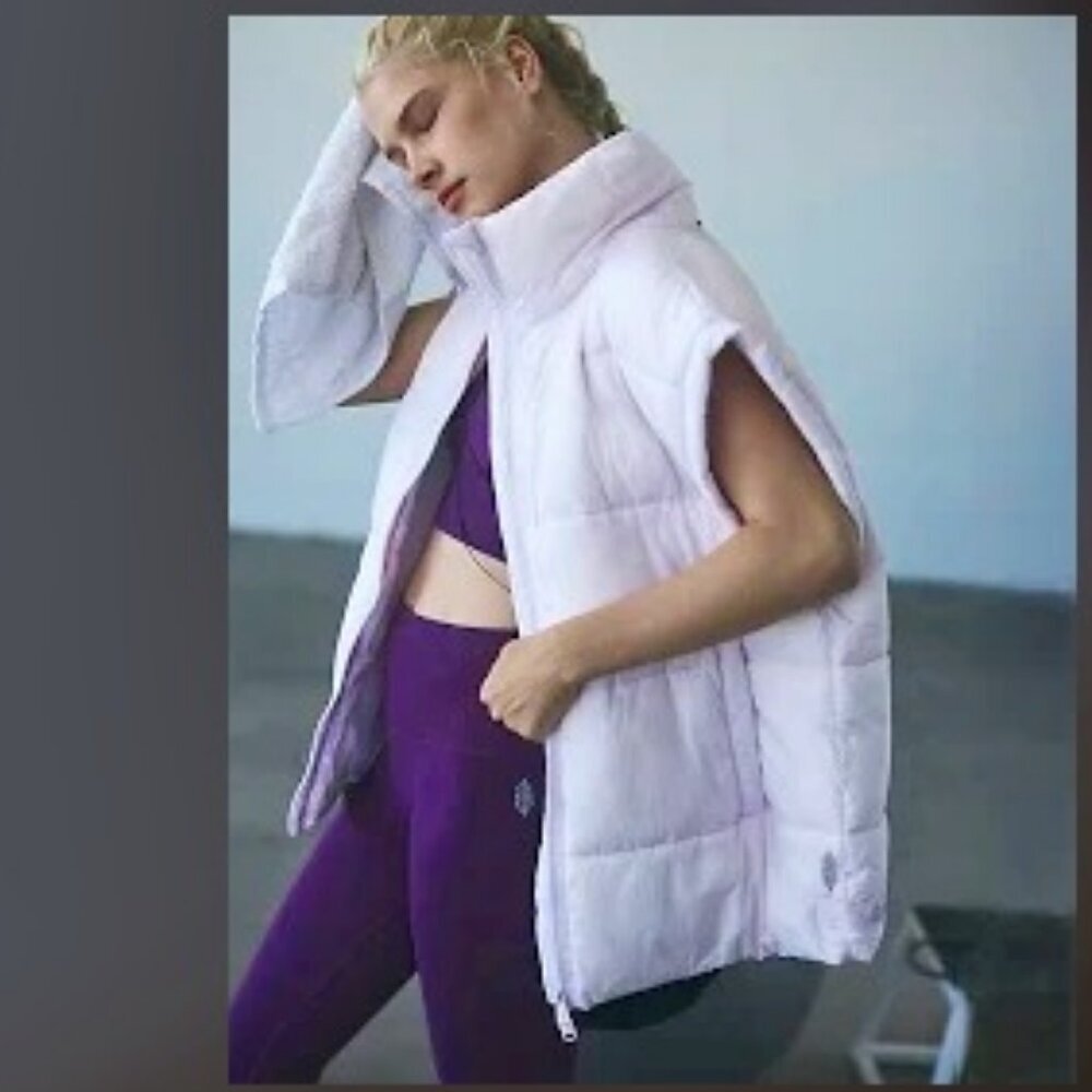 FREE PEOPLE FP MOVEMENT In a Bubble Oversize Puffer Vest Jacket White M NWT